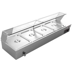 Μπαιν μαρί βιτρίνα σετ με 4 δοχεία GN 1/2 100mm με βρυσάκι .Διαστάσεις: 121Χ37Χ33
