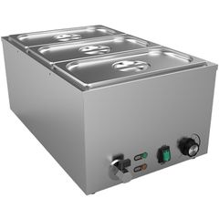 Μπαίν Μαρί σετ με 3 δοχεία GN 1/3,βάθους 150mm Διαστάσεις:35Χ60Χ26