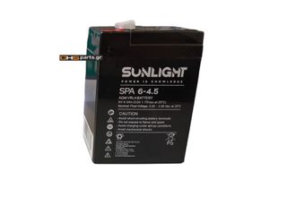 ΜΠΑΤΑΡΙΑ SUNLIGHT SPA 6-4.5 6V 4.5AH ΜΟΛΥΒΔΟΥ ΕΠΑΝΑΦΟΡΤΙΖΟΜΕΝΗ (ΗΛΕΚΤΡΙΚΟ)