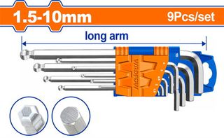 Wadfow WHK2291 Σετ 9 Κλειδιά Allen Μπίλιας σε Σχήμα L Σ 1.5 - 10mm