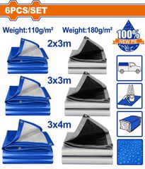 Wadfow WTQ9106 Σετ Μουσαμάδες Αδιάβροχοι 110gr/m² & 180gr/m² 6 Τεμάχια