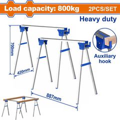 Wadfow WDZ1515 Kαβαλέτο με Μέγιστη Αντοχή 100kg 887Χ420Χ700mm 2 Τεμάχια