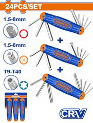 Wadfow WHK4203 Σετ Κλειδιά Άλλεν & Άλλεν Μπίλιας & Torx 24 Τεμάχια Σουγιάς