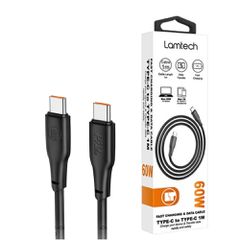 Lamtech USB 2.0 Cable USB-C male - USB-C 60W Μαύρο 1m (LAM114406)