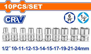 Wadfow WST2410 Σετ Καρυδάκια Εξάγωνα 1/2" 10 Τεμάχια