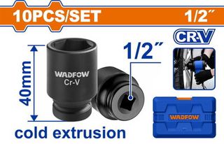 Wadfow WMS1D01 Σετ Καρυδάκια Αέρος Μαύρα Εξάγωνα 1/2" 10Τμχ