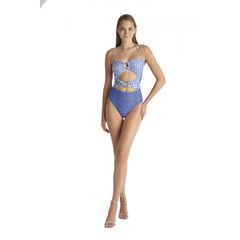 Blu4u Γυναικείο Μαγιό Ολόσωμο Στράπλες Animal Print Με Ανοίγματα Fino Leo