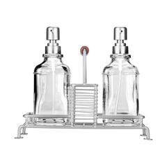 ESTIA ΔΟΧΕΙΑ ΥΓΡΟΥ ΠΙΑΤΩΝ ALLURE 2x300ml ΜΕ ΜΕΤΑΛΛΙΚΗ ΒΑΣΗ & ΘΗΚΗ ΓΙΑ ΣΦΟΥΓΓΑΡΙ ΑΣΗΜΙ