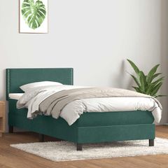 Box Spring κρεβάτι με στρώμα σκούρο πράσινο 80x220εκ. Βελούδινο 3316140