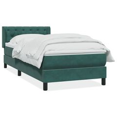 Box Spring κρεβάτι με στρώμα σκούρο πράσινο 80x220εκ. Βελούδινο 3318390