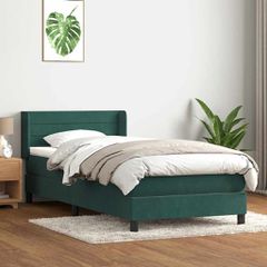 Box Spring κρεβάτι με στρώμα σκούρο πράσινο 80x220εκ. Βελούδινο 3318222