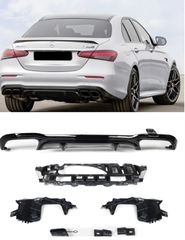 ΠΙΣΩ ΣΠΟΙΛΕΡ Mercedes-Benz E-Class W213 Gloss Black Rear Bumper Bar Diffuser Sedan 2017- 2023 AMG Design