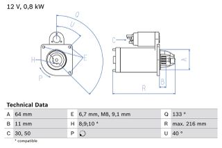 BOSCH Μίζα 12V 0.8kW 0986021590