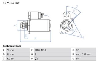 BOSCH Μίζα 12V 1.7kW 0986021980-thumb-1