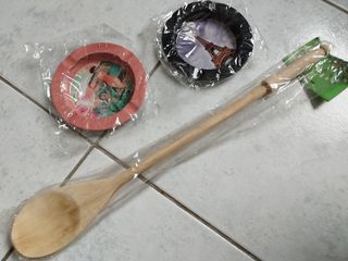 Σετ Κουτάλα Κουζίνας Ξύλινη 50cm + 2 σταχτοδοχεία μεταλλικά