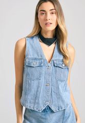Funky Buddha Γυναικείο Τζιν Γιλέκο FBL011-162-01