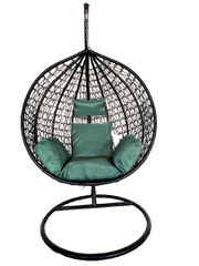 Heinner DSAV001 Κούνια Φωλιά με Βάση Rattan Μ115xΠ68xΥ108/195cm, Μαύρο / Πράσινο