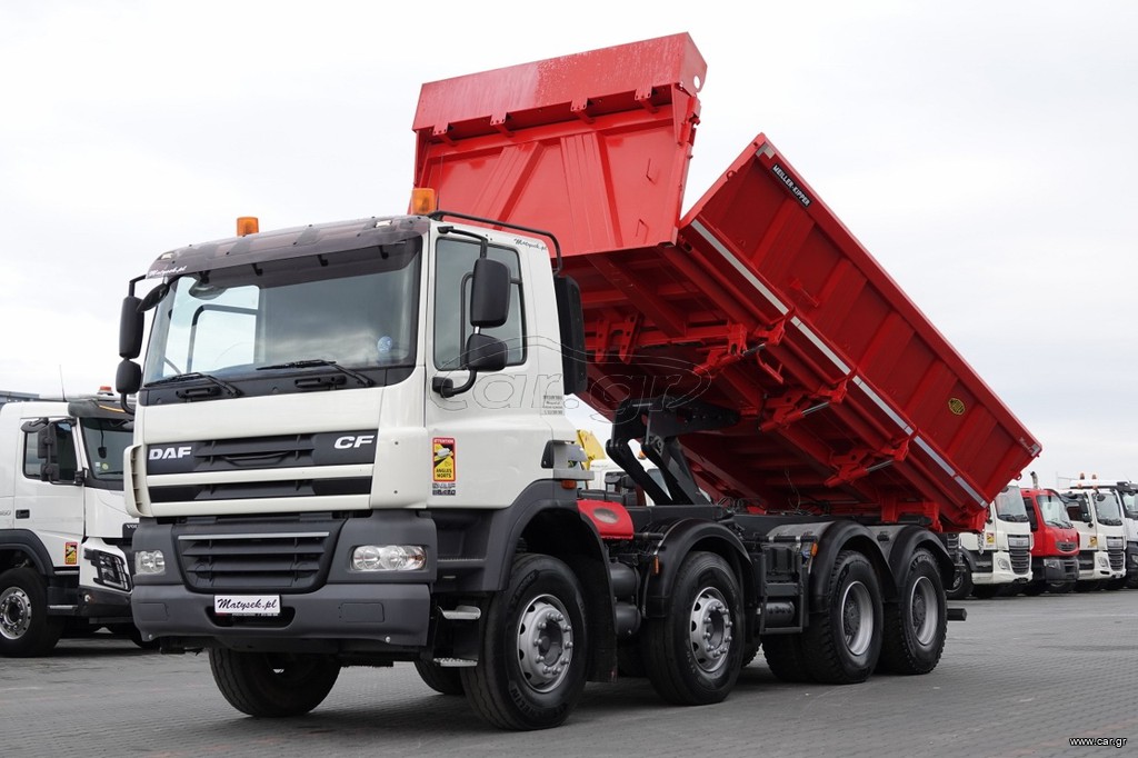 Ανατροπή DAF 2011 CF 85.410 / 8X4 / 2-SIDE TIPPER / MEILLER / BORDMATIC / HYDROBORTA / ΕΙΣΑΓΩΓΗ ΕΓΧΕΙΡΙΔΙΟΥ