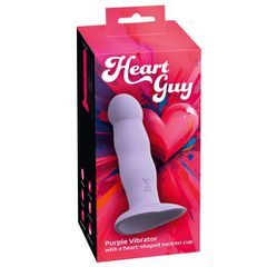 Heart Guy μωβ Ντίλντο δονητής σιλικόνης με βεντούζα