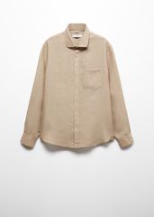 Πουκάμισο 100% Λινό regular fit μπεζ μέγεθος XL