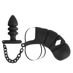 Ball ring with cock cage and anal plug-thumb-4