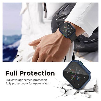 Θήκη PC με Tempered Glass Ahastyle WG115 Apple Watch 7/8/9 45mm Upgrade σε Ultra Μπλε-thumb-1