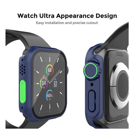 Θήκη PC με Tempered Glass Ahastyle WG115 Apple Watch 7/8/9 45mm Upgrade σε Ultra Μπλε-thumb-2
