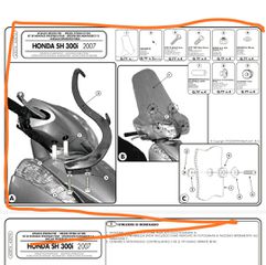 GIVI A307A Κιτ τοποθέτησης ζελατίνας 307A και 308A  SH 300i (07 > 10) HONDA