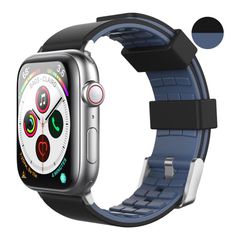 Λουράκι Σιλικόνης Ahastyle WA11 Duotone Premium Silicone Apple Watch (38/ 40/ 41mm) Μαύρο-Σκούρο Μπλε