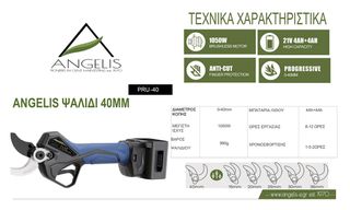 Κλαδευτικά 2025 ΨΑΛΙΔΙ ΚΛΑΔΕΜΑΤΟΣ ΜΠΑΤΑΡΙΑΣ ANGELIS PRU40