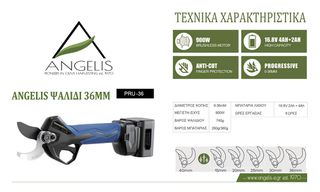 Κλαδευτικά 2025 ΨΑΛΙΔΙ ΚΛΑΔΕΜΑΤΟΣ  ΜΠΑΤΑΡΙΑΣ ANGELIS PRU36