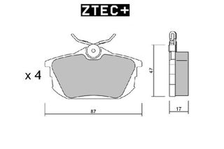 ZTEC+ Τακάκια φρένων MITSUBISHI Colt VI (Z30) - Carisma (DA2A, DAO) - Space Star (DG_A) - SMART Forfour I (454) - VOLVO S40 I (VS, 644) - V40 Combi (VW, 645)