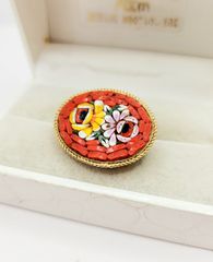 Vintage Ιταλικό Βενετσιάνικο Μωσαϊκό Floral Σχέδιο Καρφίτσα Α9026 ΤΙΜΗ 45 ΕΥΡΩ