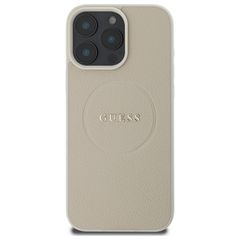 Guess Grained Gold Ring MagSafe Case for iPhone 16 Pro Max - Beige-thumb-2