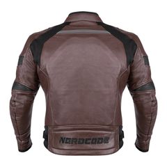 Nordcode Racer Leather Jacket Oversize Brown/Black-thumb-1
