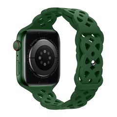 Watchband Hoco WA09 Flexible Rhombus Hollow 42/44/45/49mm για Apple Watch 1/2/3/4/5/6/7/8/SE/Ultra Dark Green Silicon Band