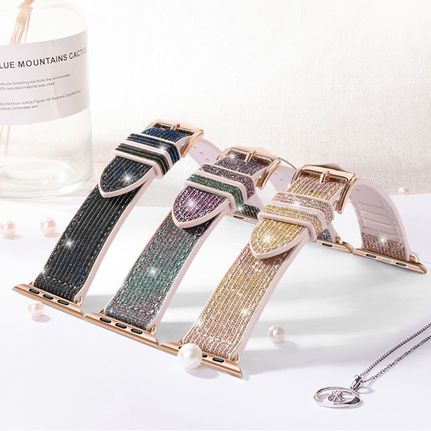 Watchband Hoco WA11 Diamond series 42/44/45/49mm για Apple Watch 1/2/3/4/5/6/7/8/SE/Ultra Μαύρο Χρυσό Μπλε Silicone Band-thumb-1