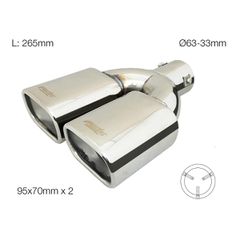 ΑΚΡΟ (ΜΠΟΥΚΑ) ΕΞΑΤΜΙΣΗΣ ΔΙΠΛΗ ΧΡΩΜΙΟΥ 33>63mm (ΜΗΚΟΣ 265mm - ΔΙΑΜΕΤΡΟΣ ΕΞΩΤΕΡΙΚΗ 95x70mm X2 ) SIMONI RACING - 1 TEM.