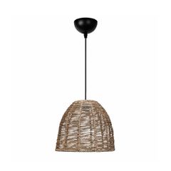 Boho Κρεμαστό Φωτιστικό Καμπάνα Μονόφωτο 1 x E27 IP20 Καφε Σχοινί - Μ31 x Π31 x Υ26cm