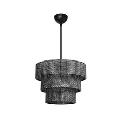 Μοντέρνο Κρεμαστό Φωτιστικό Καπέλο Μονόφωτο 1 x E27 IP20 Γκρι Διάτρητο Ύφασμα - Μ30 x Π30 x Υ90cm