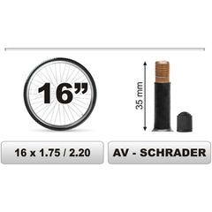 CarCommerce - ΣΑΜΠΡΕΛΑ ΠΟΔΗΛΑΤΟΥ 16χ1.75/2.20 ΜΕΓΑΛΗ ΒΑΛΒΙΔΑ (35mm) - 1 τεμ. (68372-CC)
