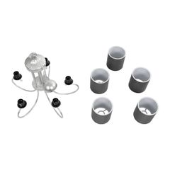 GLOBOSTAR® TRITON 203-0255 Vintage Κρεμαστό Φωτιστικό Οροφής με Ντουί 5 x E27 AC 220-240V IP20 - Ασημί & Γκρι - Μ50 x Π50 x Υ48cm-thumb-11