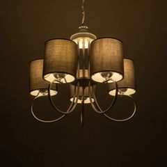 GLOBOSTAR® TRITON 203-0255 Vintage Κρεμαστό Φωτιστικό Οροφής με Ντουί 5 x E27 AC 220-240V IP20 - Ασημί & Γκρι - Μ50 x Π50 x Υ48cm-thumb-2