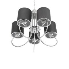 GLOBOSTAR® TRITON 203-0255 Vintage Κρεμαστό Φωτιστικό Οροφής με Ντουί 5 x E27 AC 220-240V IP20 - Ασημί & Γκρι - Μ50 x Π50 x Υ48cm-thumb-5
