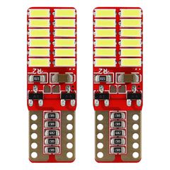 Amio - Λάμπες LED T10 W5W Καρφωτές 12/24V 2.2W 5600K με 24 SMD 4014 CANBUS για Φώτα Θέσης Πινακίδας & Εσωτερικού Φωτισμού με Ισχυρό Λευκό Φως και Χωρίς Σφάλματα - 1 Σετ (01287/AM)