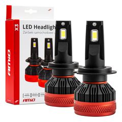 ΛΑΜΠΕΣ LED H7 9-16V 90W 6.500K 9900lm CAN BUS (ME ΑΝΕΜΙΣΤΗΡΑΚΙ) X3 SERIES AMIO - 2ΤΕΜ.