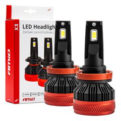 ΛΑΜΠΕΣ LED CAN-BUS H8/9/11 9>16V 90W 6.500K 9900lm (ΜΕ ΑΝΕΜΙΣΤΗΡΑΚΙ) X3 SERIES AMIO - 2 Τεμ.