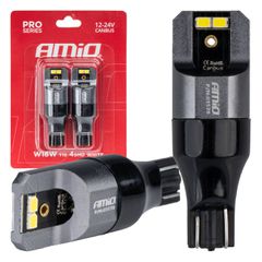 Amio - ΛΑΜΠΑΚΙΑ T15 W16W 12/24V 6.000K 4xSMD LED CAN-BUS ΛΕΥΚΟ 2016 PRO SERIES - 2 Τεμ. (03578/AM)