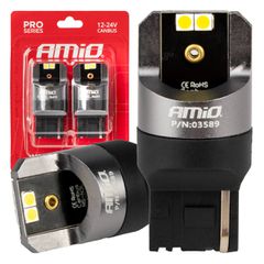 Amio - ΛΑΜΠΕΣ W21W 12/24V 6.000K 4SMD LED CAN-BUS ΛΕΥΚΑ PRO SERIES - 2 ΤΕΜ. (03589/AM)