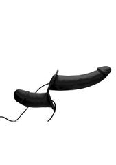 Power Pegger Double Strap-On Vibrator - Black-thumb-1